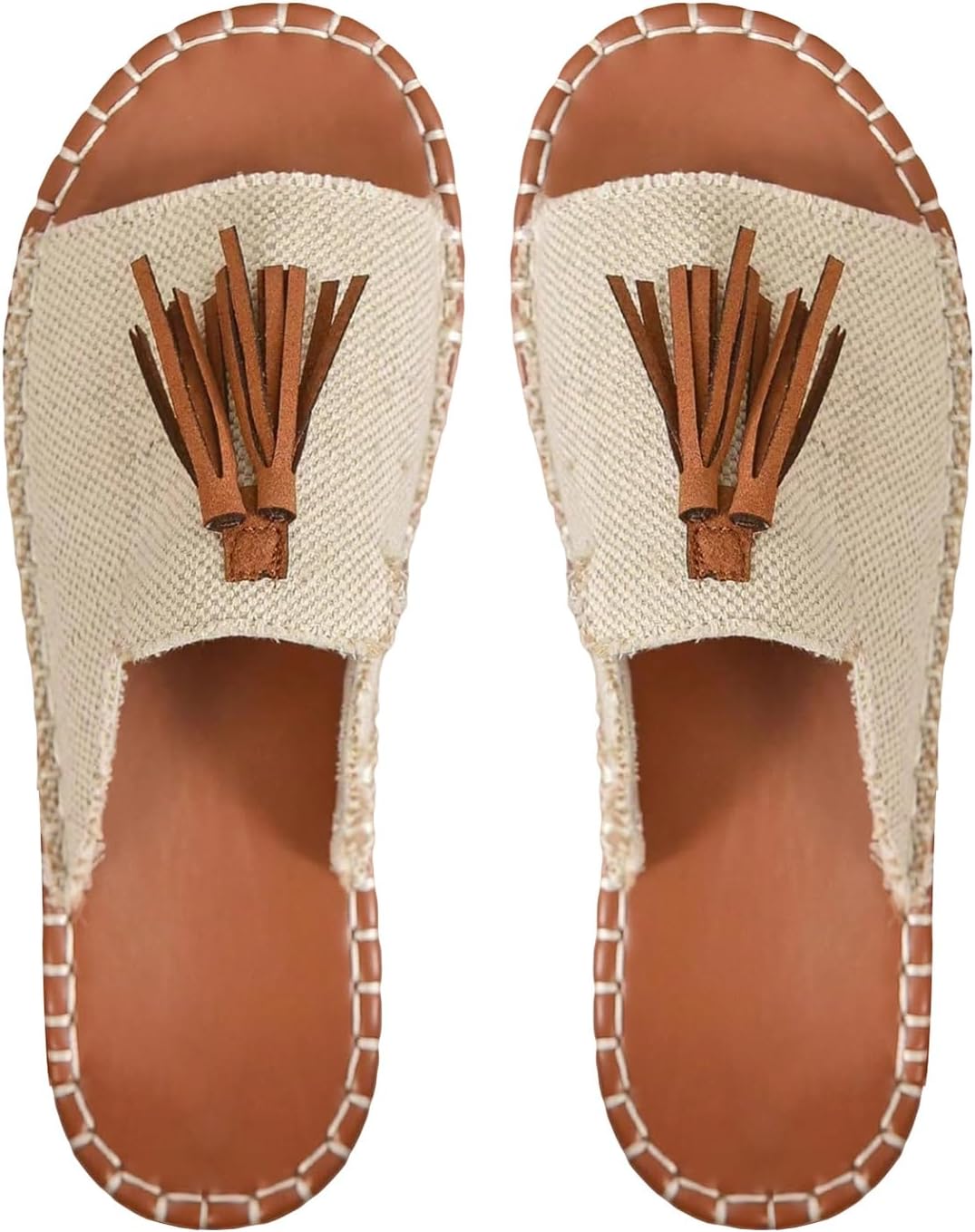 Verdusa Women’s Canvas Open Toe Flat Sandals Casual Outdoor Slide Sandals