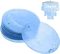 Vista 37 de GLEAVI Cowrie Shells 100pcs Round Shells Pieces Round Natural Capiz with 2 Hole, Polished Slice Accessory Capiz Pearl Coin Beads Charms for Jewelry