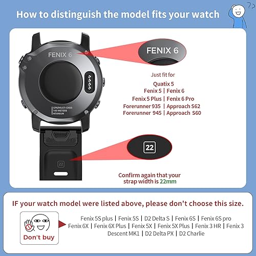 Miniatura 3 de NotoCity Compatible con Forerunner 935 Correa de reloj de silicona de repuesto para Fenix 5Fenix 5 PlusFenix 6Fenix 6 ProForerunner 935945Approach