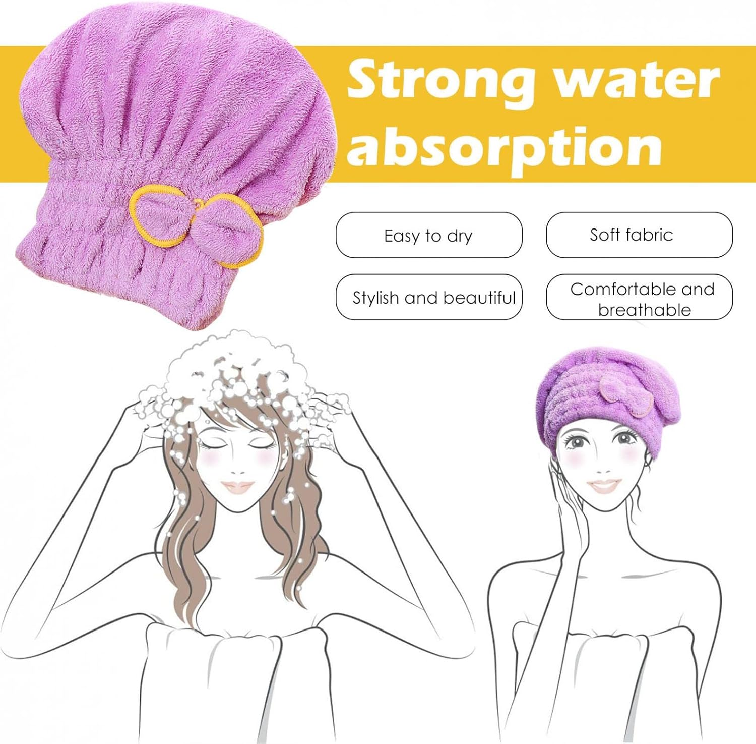 Hair Drying Towel Wrap, Coral Fleece Dry Hair Cap for Women and Men, Fast Drying Hair Turban Soft, No Frizz Hair Wrap Towels for Women Wet Hair, Curly, Longer, Thicker Hair : Beauty & Personal Care