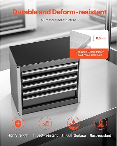 Miniatura 6 de Happybuy Caja de herramientas de metal de 8.6 pulgadas, caja de herramientas pequeña portátil con 5 cajones, equipada con forros de EVA y