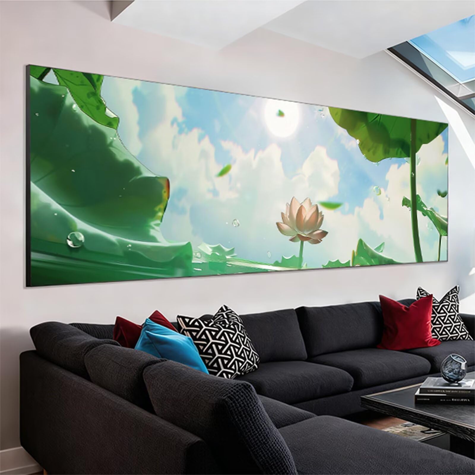Diamentowe malowanie liść lotosu diament malarstwo dla dorosłych lotosu diamentowe malowanie 300x100 cm, DIY rzemiosło dzieci, 5D obraz diamentowy haft ścieg krzyżykowy zestawy rzemieślnicze