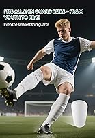 Vista 5 de Zando Mangas de compresión de piernas para hombres Calcetines de fútbol precortados con agarre de espinilleras de fútbol para recuperación muscular