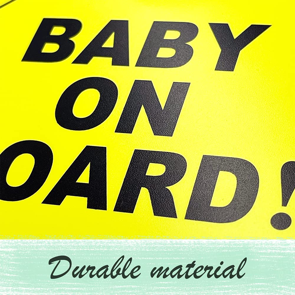 Baby On Board Car Window Signs - 2 Pack, 5x5 Inch, Reusable Suction Cup, Waterproof Safety Sticker - View #6