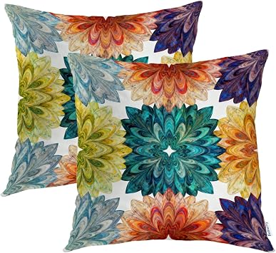 Batmerry Brown Rustic Floral Throw Pillow Covers, Beige Fancy Decorative Pillow Covers Digital Printing Blended for Couch Sofa Bed Invisible Zipper 16X16 inSet of 2