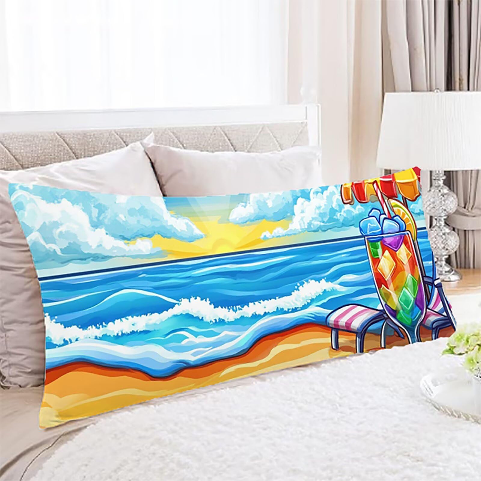 Federe Cuscini Colore Arancione Federe Cuscino Letto Blu Navy60x180cm Lino Copricuscini, Divano Morbida e Traspirante Stampa Fronte-Retro Con Invisibile Cerniera Lavabile per Letto o Divano C0C1017