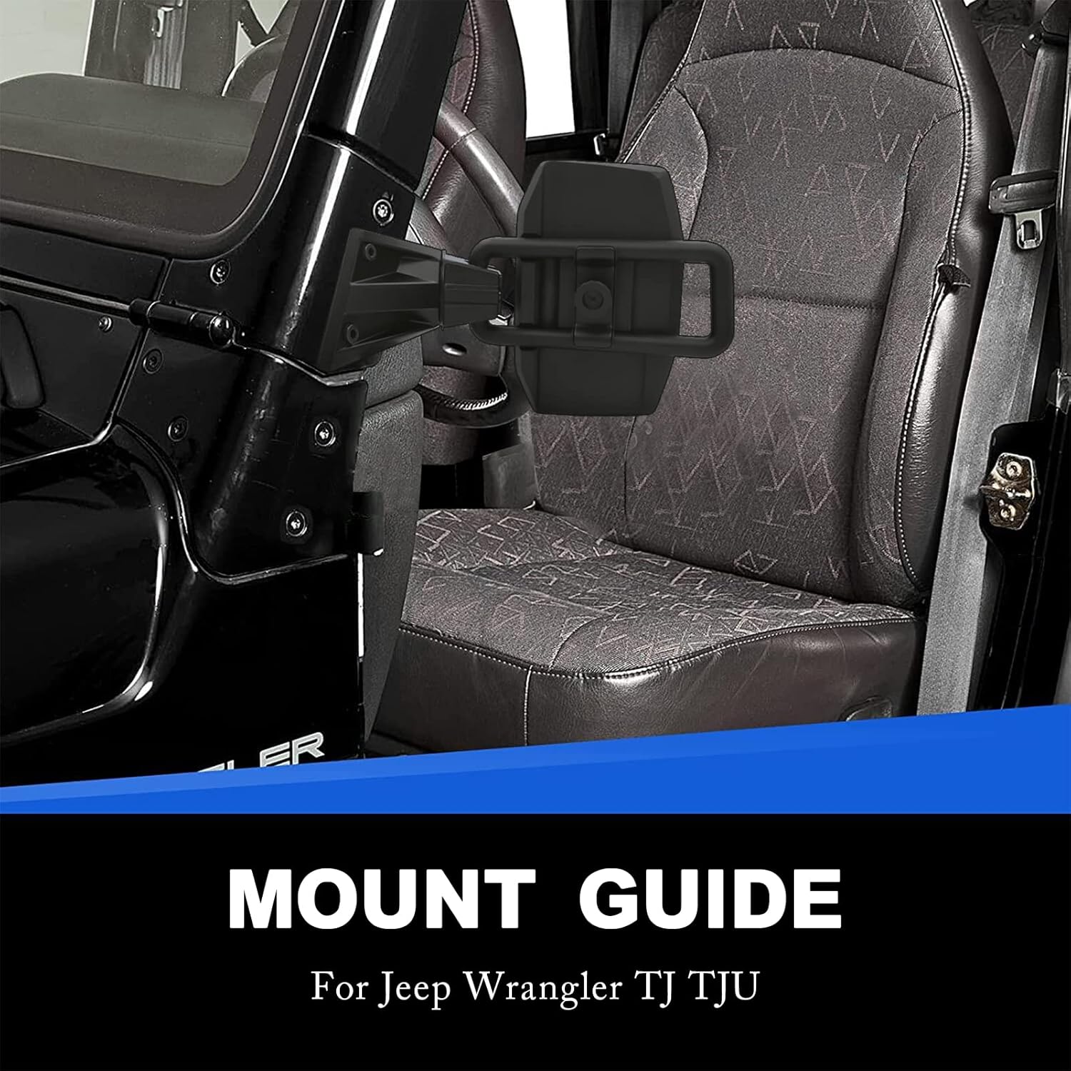 Upgraded Anti-shake Door Off Mirrors Fit for 1996-2018 Jeep Wrangler JK JKU TJ TJU, 360 Degree Rotatable Doorless Side View Mirrors, Easy to Install Accessories