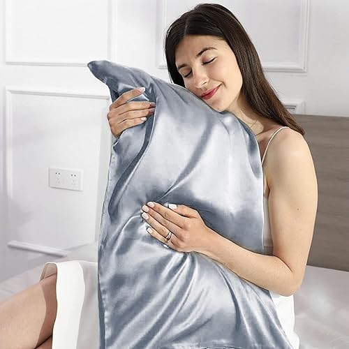 Vista 44 de Silmer Funda de almohada 100% seda de morera para cabello y piel, ambos lados 22 Momme 800 hilos funda de almohada con cremallera oculta, ultrasuave