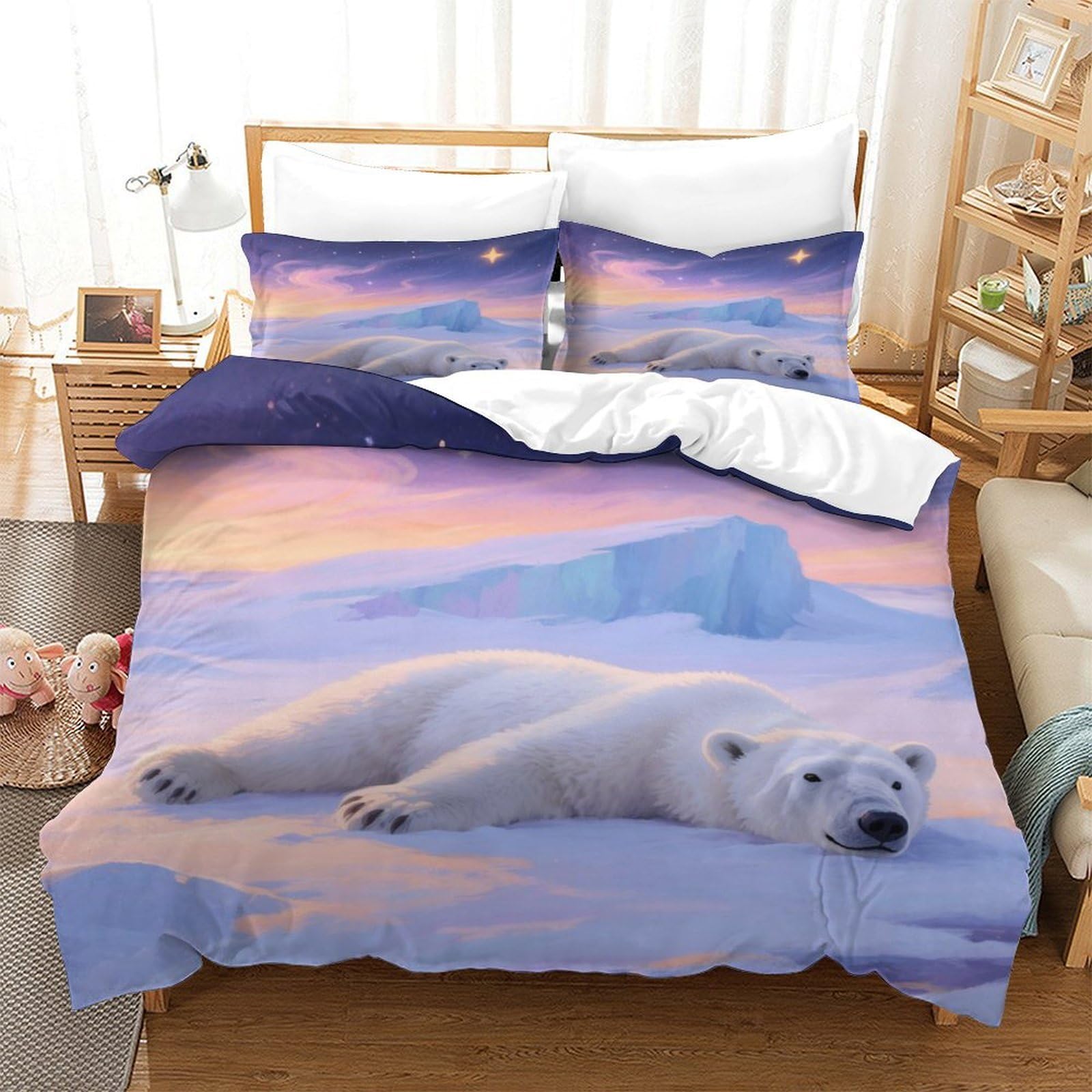 Idée cadeau enfant : parure housse de couette ours polaire 140x200 pour anniversaire