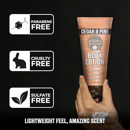 Miniatura 5 de Viking Revolution Gel de baño de cedro y aceite de pino para hombre y loción corporal de cedro y pino para hombres - Gel de baño natural para hombre