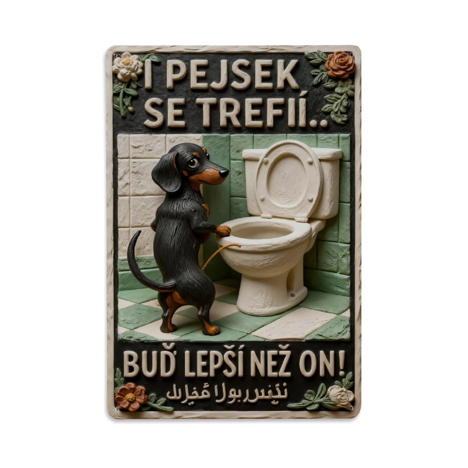 Dog Toilet Humor Motivation Poster Vintage Metal Tin Sign Retro Wall Decor, Bar Garage Cafe Kitchen Home Wall Art Poster Decoration 8x12inches