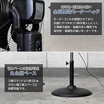 山善 業務用扇風機 全閉式 45㎝ 3段階 業務用 扇風機 HSE-Y45CA 山善 業務用扇風機 工場扇 アルミ 全閉式 スタンド式 45cm羽根