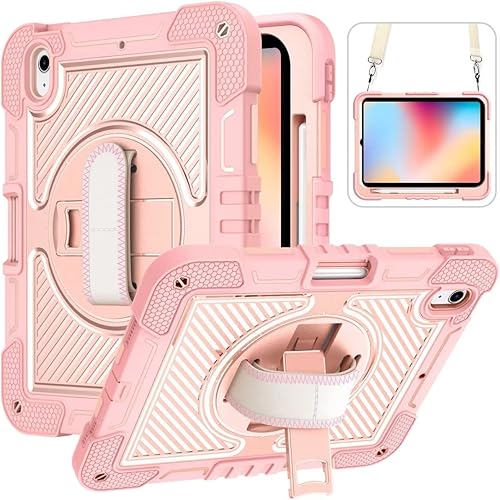 Funda para iPad de 10.9 pulgadas de 10.9 pulgadas 2022, con soporte para lápices, resistente a los golpes, funda protectora resistente, correa de