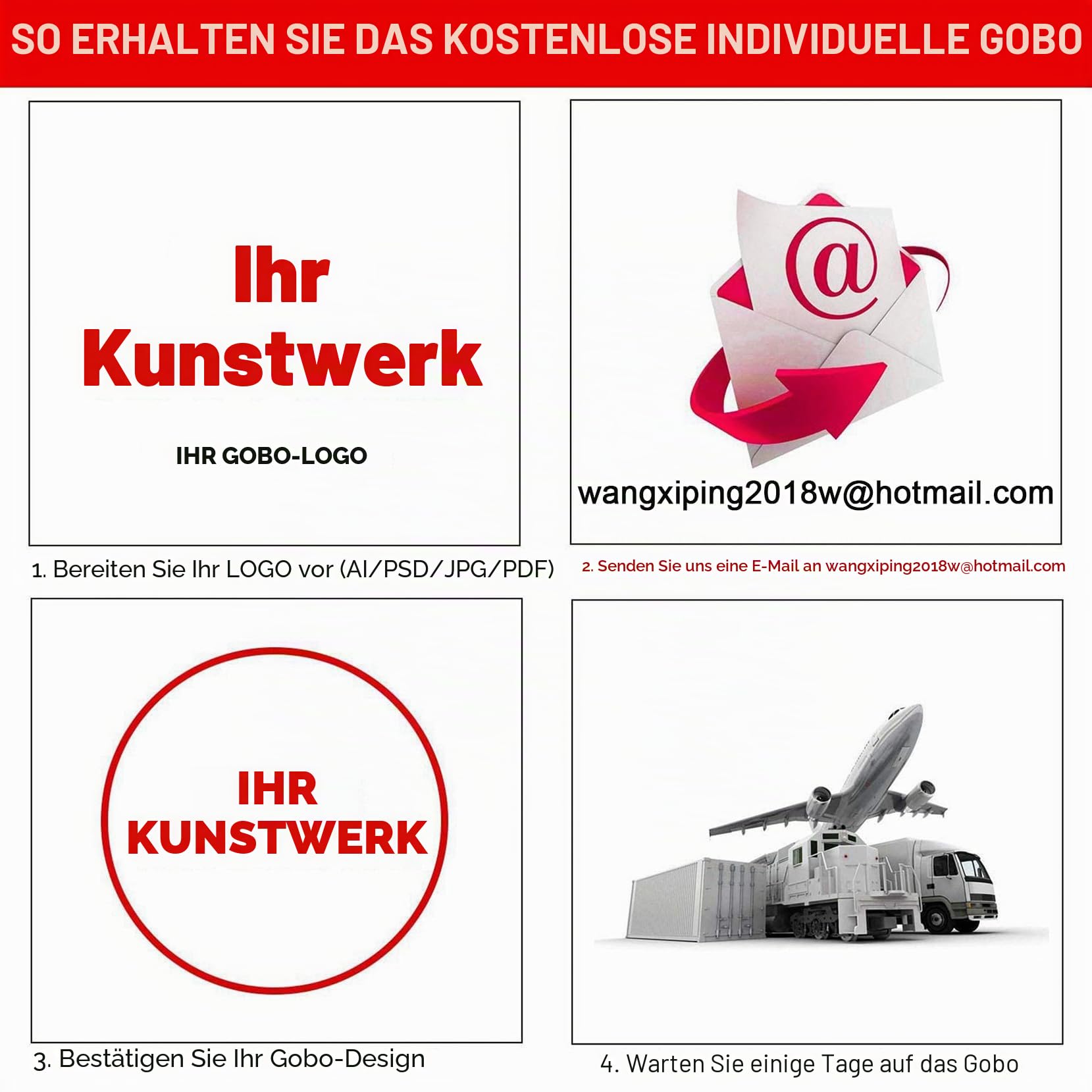 Logo Projektor Lichter Benutzerdefinierte GOBO Projektoren für Store Business Wall Outdoor Wasserdicht für Shop Werbung Hochzeit (Schwarz, 100W)