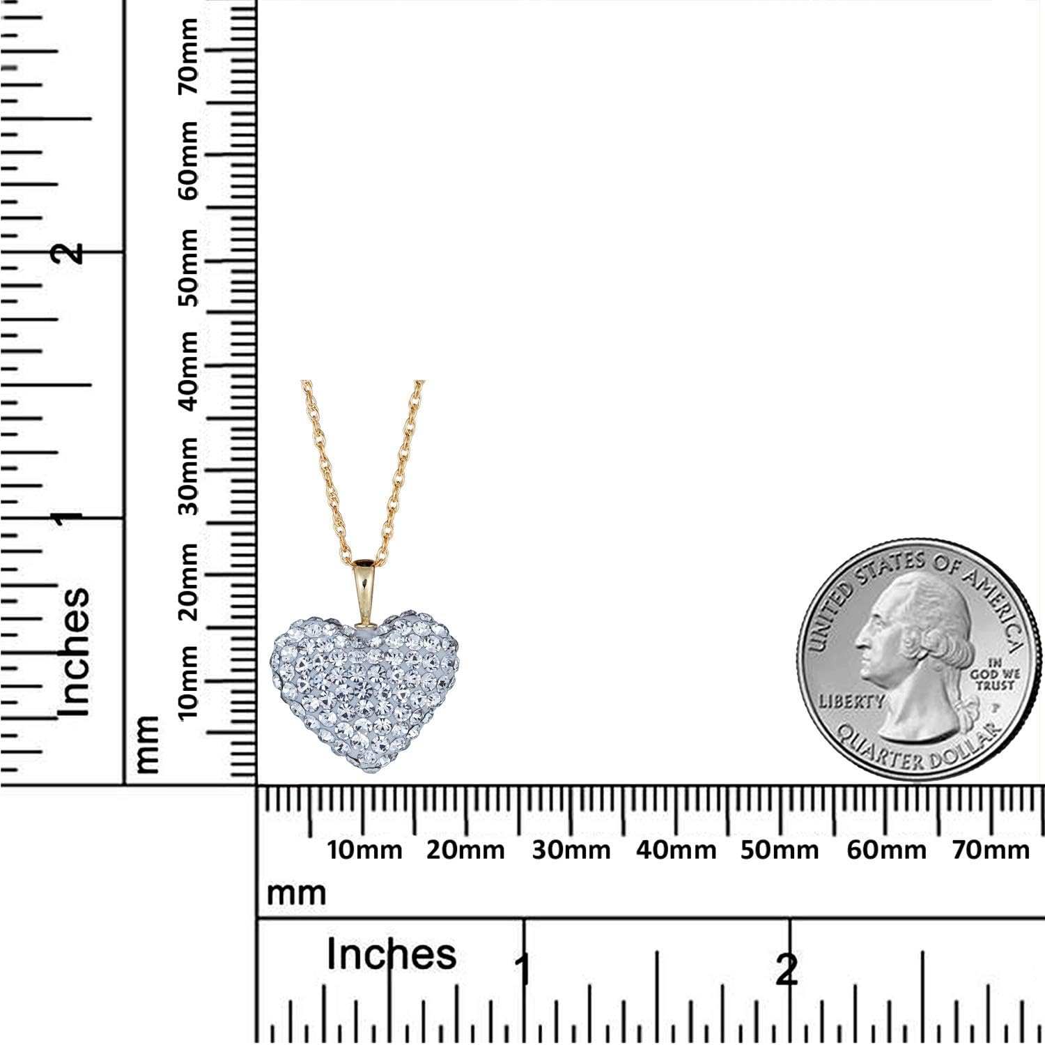 AVORA 10K Yellow Gold Crystal Heart Pendant Necklace with 18" Chain - Image 2