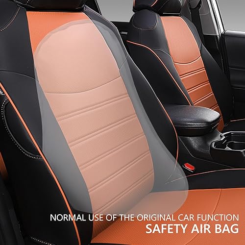 Miniatura 8 de PTYYDS - Juego completo de fundas para asientos de auto de cuero sintético, accesorios, negro y marrón