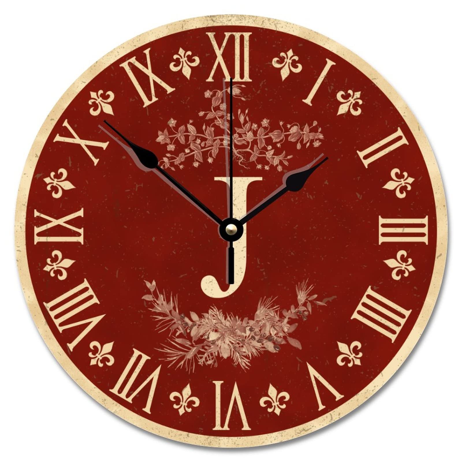 Horloge murale de mariage lettre J pour décoration de salon