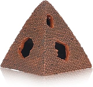 Glomora Mini Pyramid Fish Tank Decor, Resin Aquarium Shelter Cave for Fish and Shrimp, Hide Habitat Ornament with 5 Holes