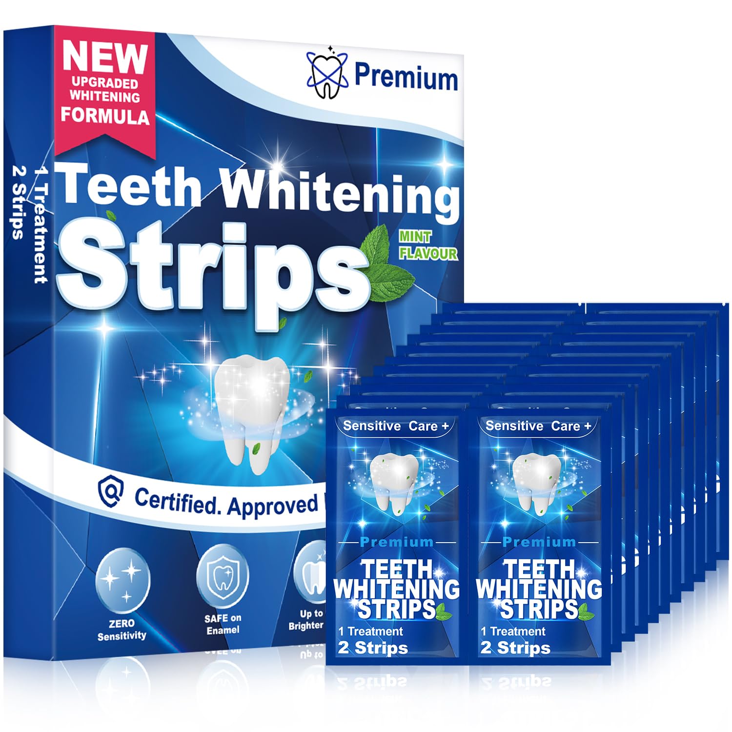 Sbiancante Denti Professionale - Strisce Sbiancanti Denti 42 Strisce, 21 Sessioni Sbiancamento Denti - Rimuove Macchie, Sicuro per Smalto