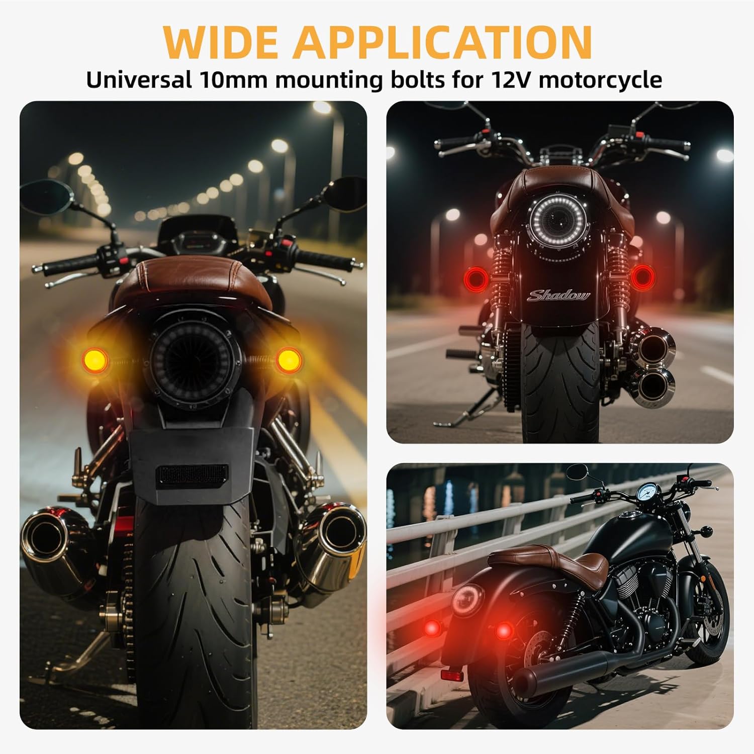 Motorcycle Rear Turn Signal Bullet Large SMD Blinker Red Amber Tail Lights Indicators Fit for Honda Yamaha Suzuki Kawasaki Harley Sportster (Chrome,2PCS)