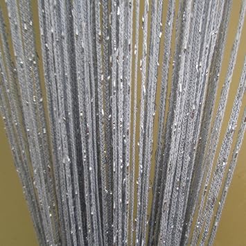 ZiDeTang Glitter Flat String Door Curtain Divider Tassel Panel Color Grey