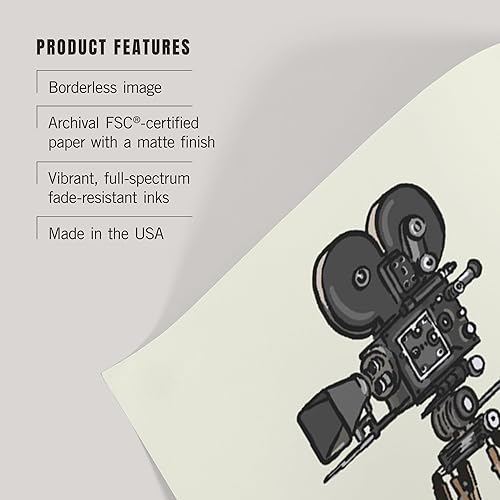 Miniatura 3 de Los Ángeles, California, cámara de películas (16 x 24 pulgadas, impresión de galería Giclée para decoración de pared, póster de viaje)