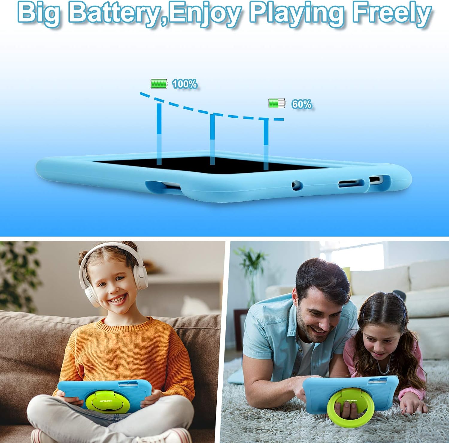 Kids Tablet, Android Toddler Tablet for Kids, 7 inch Android 10 Children’s Tablet for Toddlers with WiFi Camera 2GB + 32GB Parent Control Google Play Store YouTube Netflix Shock Proof Case