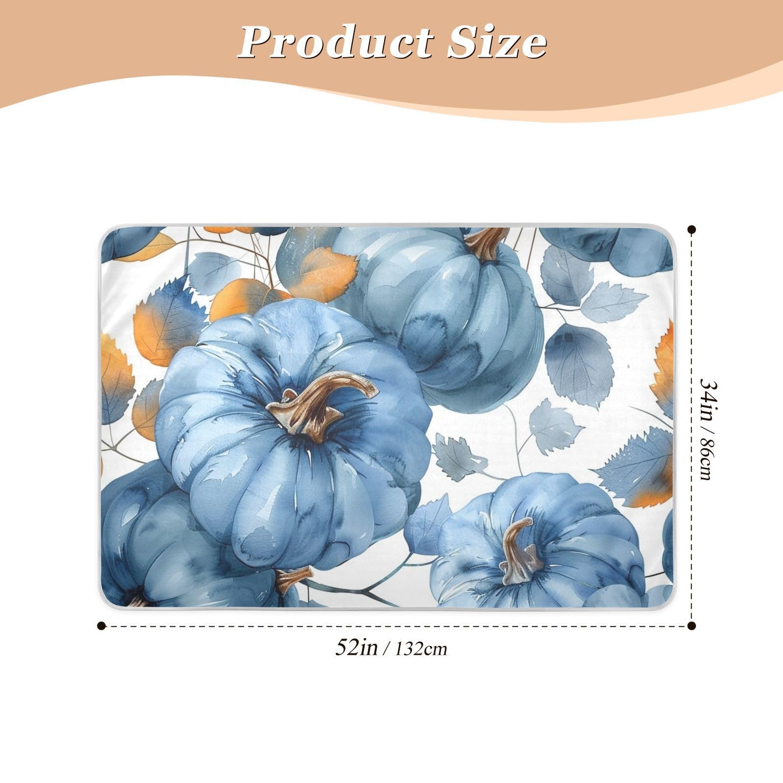 Washpainting Pumpkin Baby Blue Potty Training Pee Pad Soft Absorbent Pads for Bed Portable Travel Mattress for Toddler Kids , 52