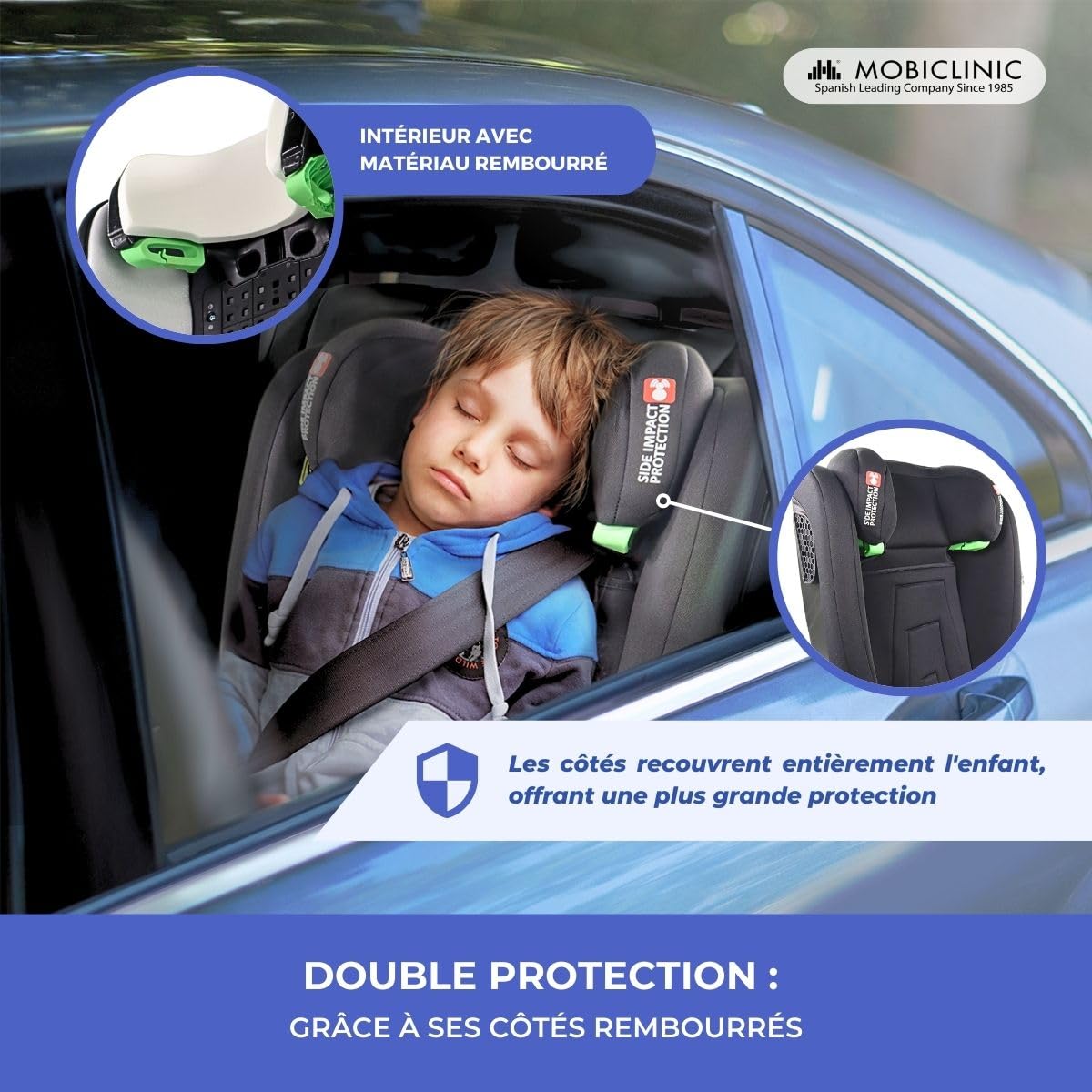 Mobiclinic® kids, Siège auto, I-size, Isofix, Groupe 2/3, 36kg, 4-12 ans, Lionfix max, Évolutif, 100-150cm, Protection latérale, Appui-tête réglable, 3 positions d'inclinaison, Porte-gobelet