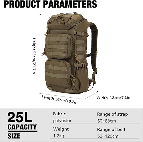 Miniatura 3 de Mardingtop Tactical Backpacks Molle Hiking daypacks for Motorcycle Camping Hiking Military Traveling,25L Backpack