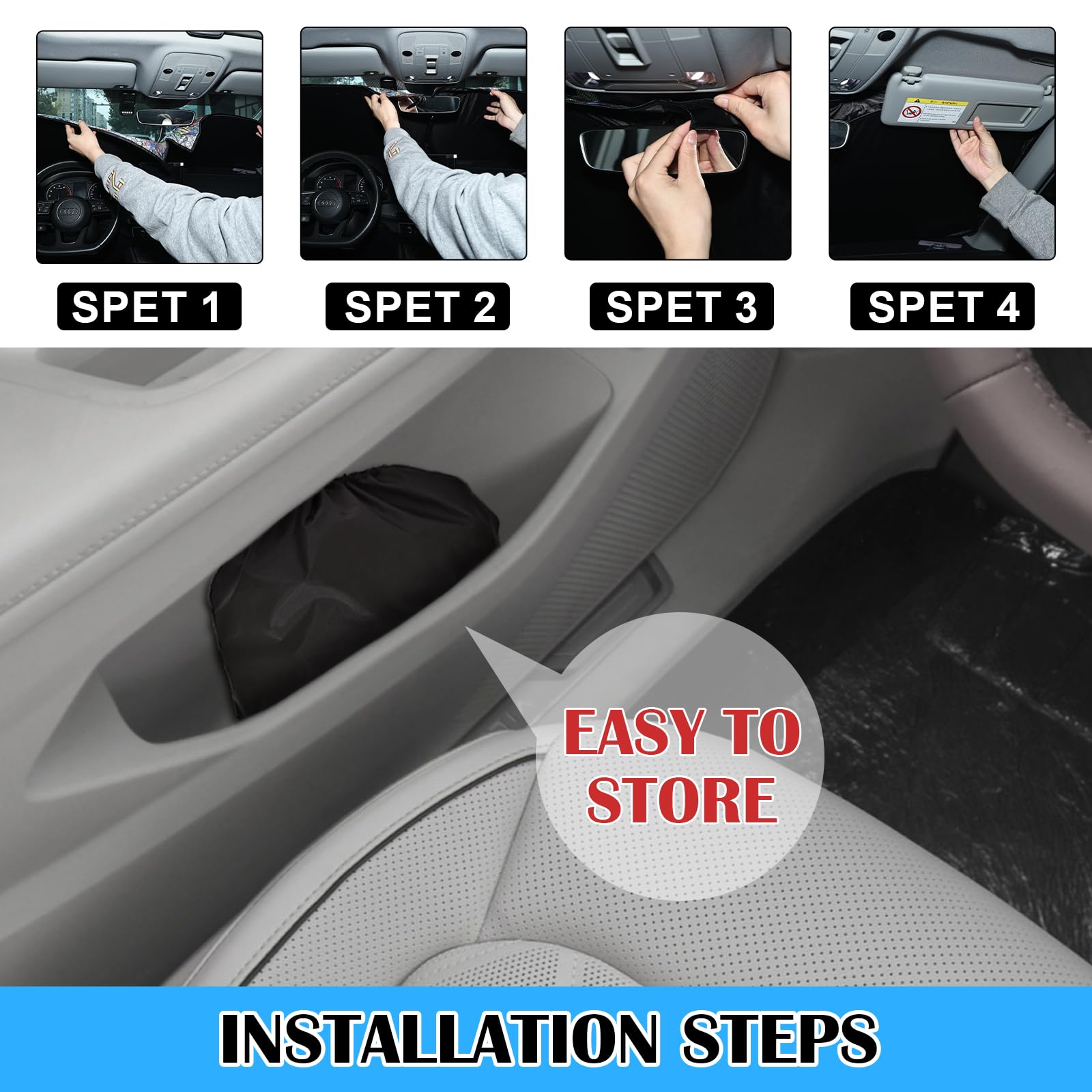 ZATOOTO Parasole Auto per Volkswagen Caddy, Parasole Auto Parabrezza Interno Addensata, Parasole Per Auto Magnetica, Blocca il 99% dei Raggi UV, Set da 3