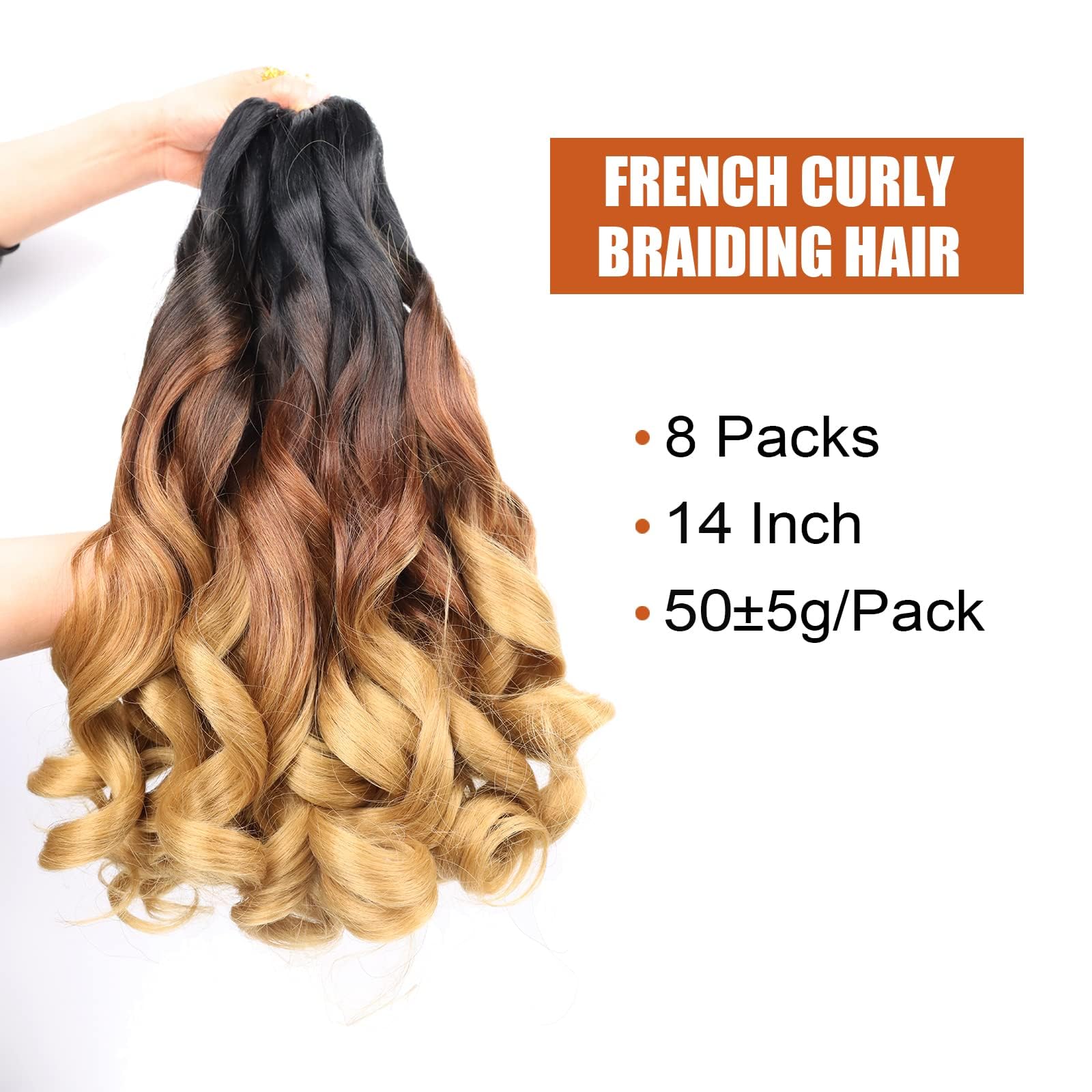 8 Packs French Loose Wave Curly Braiding Hair, 12 Inch Pre-Stretched for Black Women Spiral Ends (12 inch, 1B/30/27#) - Image 2