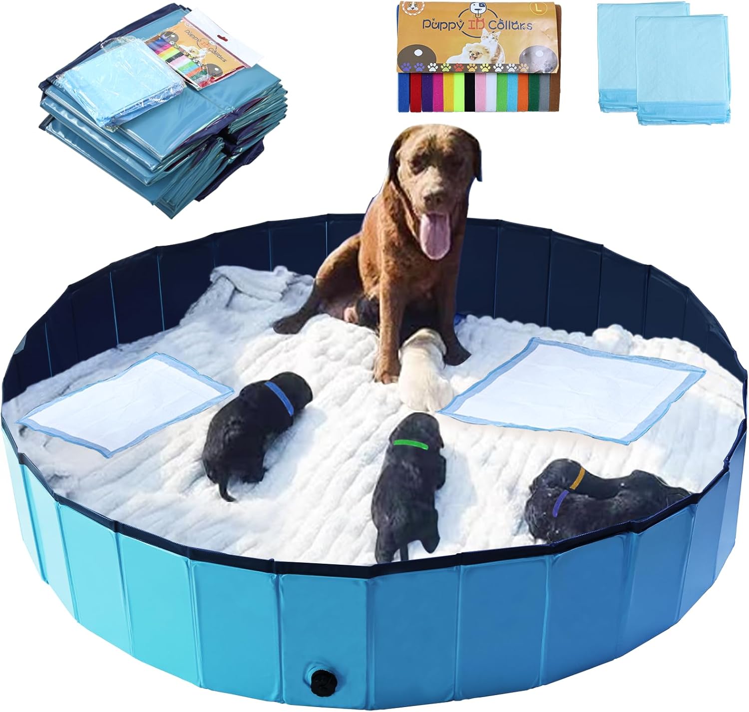 Artilife Dog Whelping Box,Dog Whelping Box Pool,Whelping Box for Dogs Birthing,Welping Box Whelping Pen Whelping Box for Puppies Whelping Supplies (63" Dia.x12 H(160x30cm), Blue)