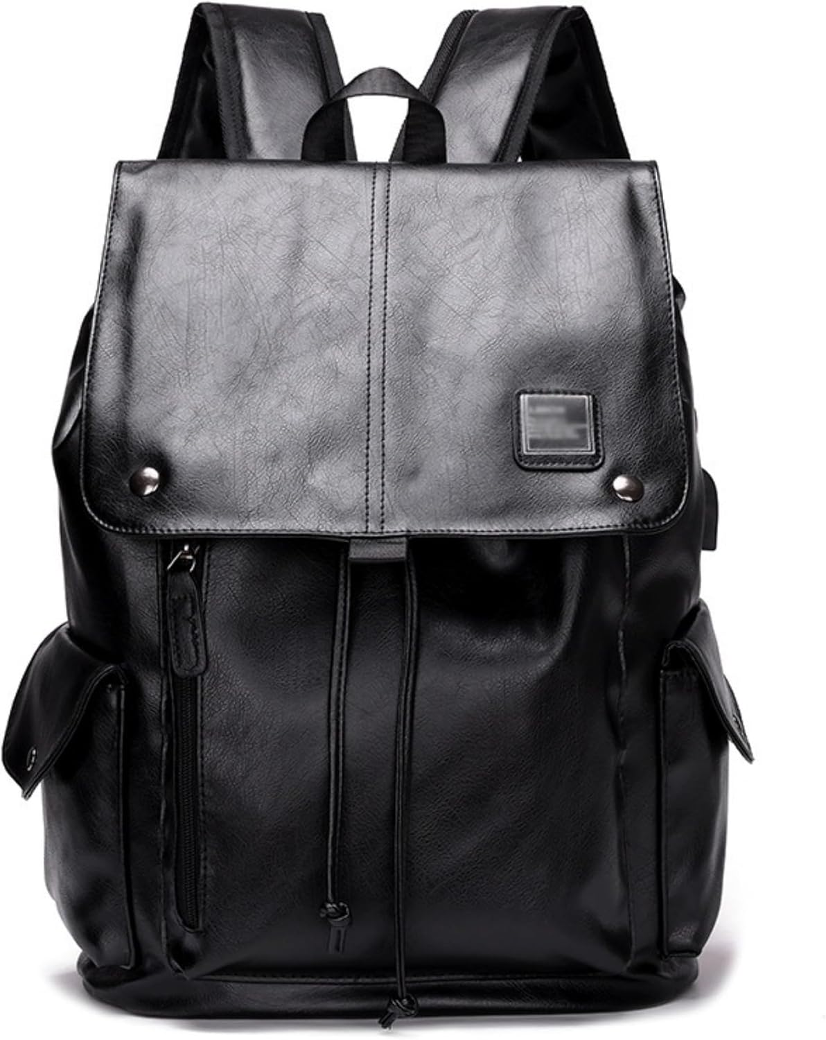 ROSTNK Leather Backpack for Men Black Laptop Computer Backpack Large Capacity Business Ladies Retro Leisure Travel Backpack (Backpack7)