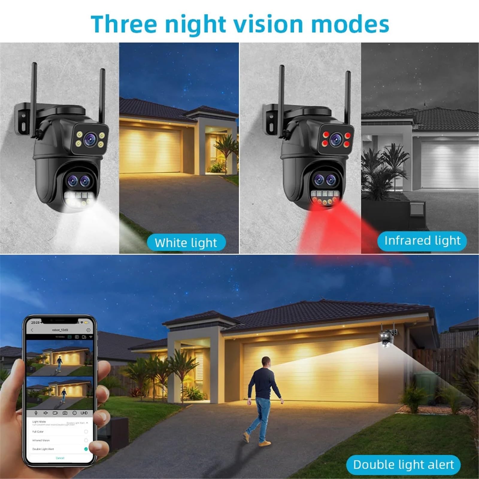 Kamera zewnętrzna 8MP 4K HD WiFi IP 8-krotny zoom trzy obiektywy podwójny ekran kamera PTZ automatyczne śledzenie bezpieczeństwo domu monitoring CCTV(ADD 128G)