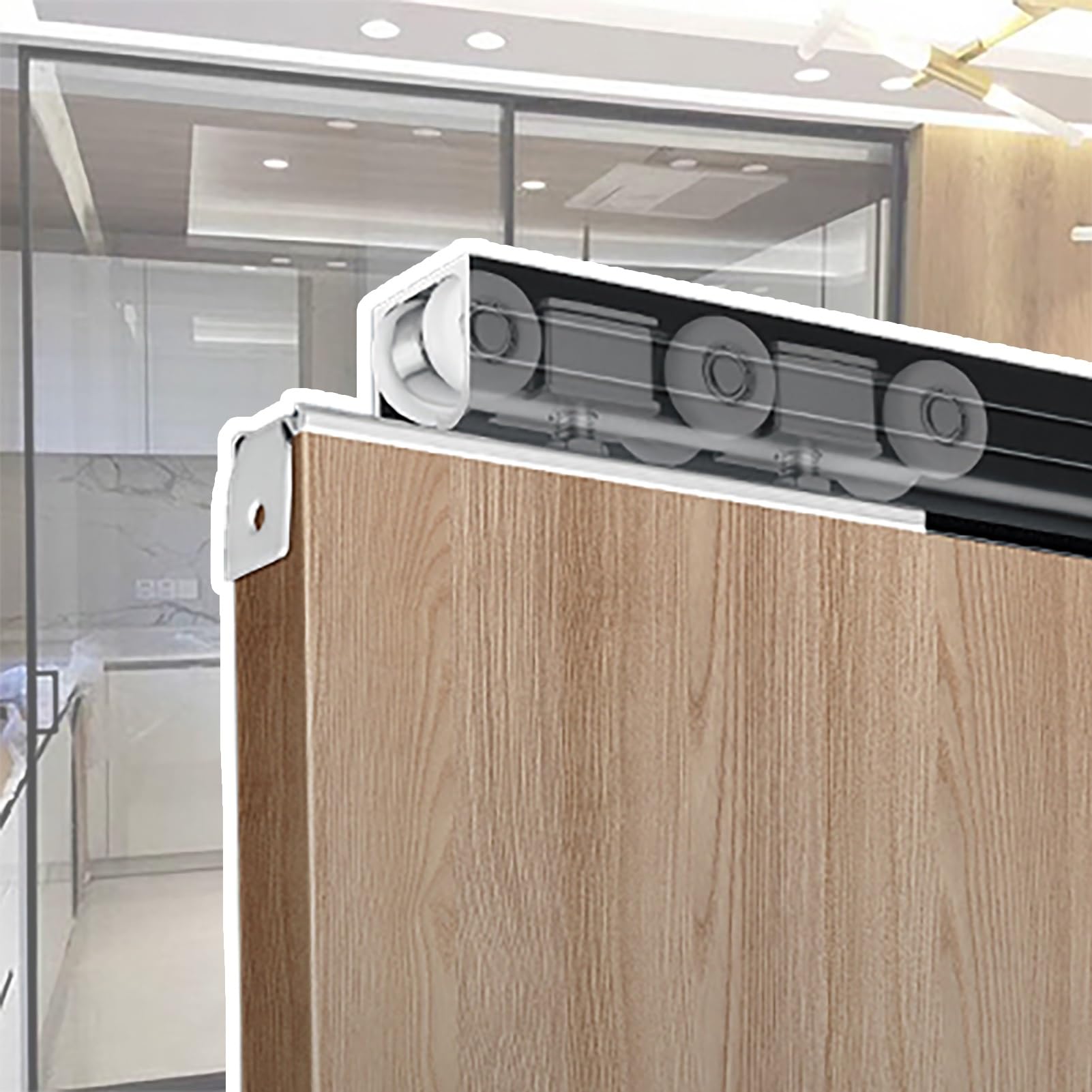 Schiebetür-Hardware-Kit – Metallschiene mit glattem Seilzugsystem für einfache Installation zu Hause, im Büro oder auf dem Bauernhof