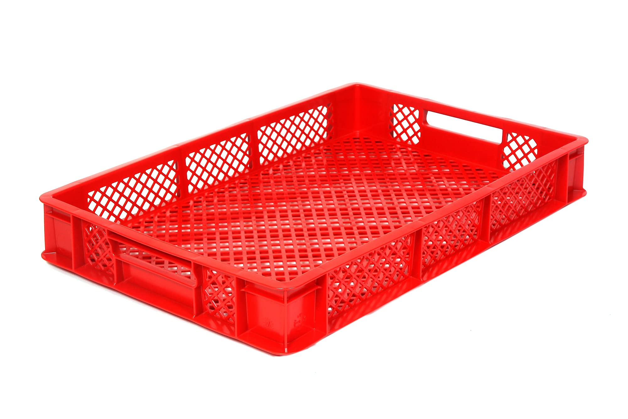 Spar-Set 10x Eurobehälter/Bäckerkisten, Grundmaß 600x400x90 mm. Eurobox, Stapelkorb stapelbar aus Kunststoff in TOP-Qualität - Made in Germany (rot)