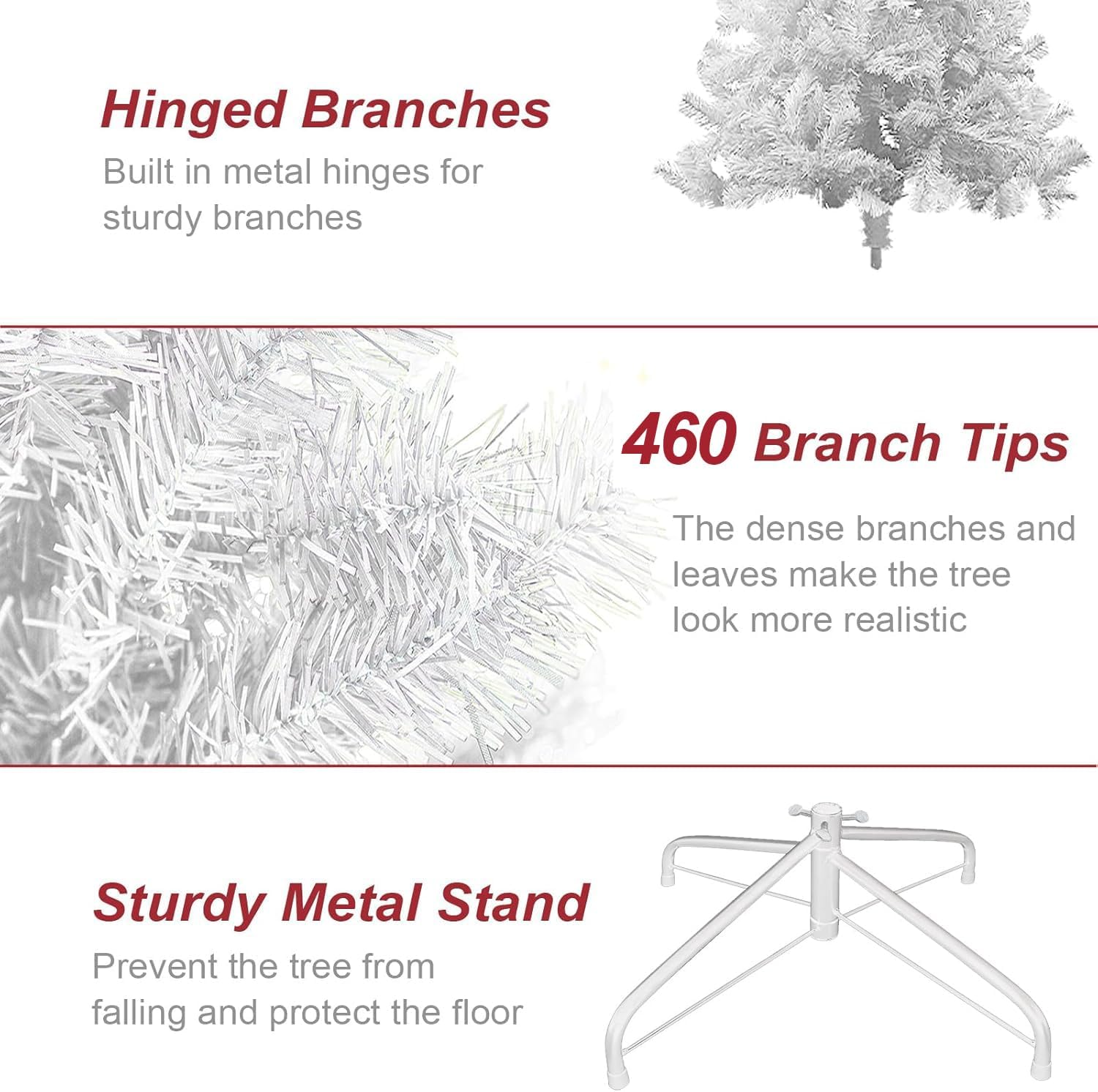 Condition photo showing New/Like New for besthls 5 ft white christmas tree premium artificial pine christmas tree with solid metal stand and decorations 460 branch tips fit for indoor outdoor (5 feet white) white 5ft