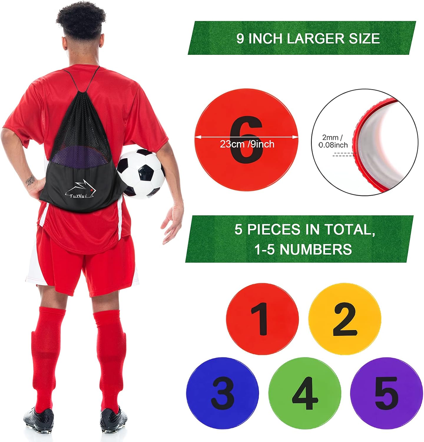 Poly Spots with Numbers 9 Inch Spot Markers for Gym Floor
