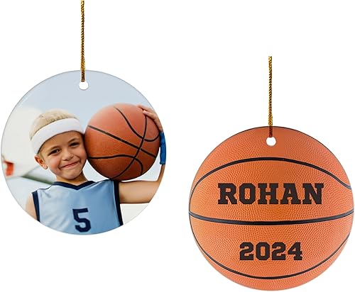 Adorno de baloncesto personalizado para árbol de Navidad, nombre personalizado para niños y niñas, regalos para jugadores y amantes, cerámica