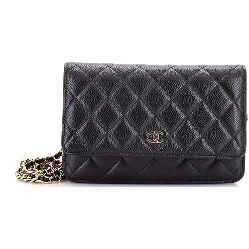 Chanel, Pre-Loved Wallet on Chain Quilted Caviar, Black