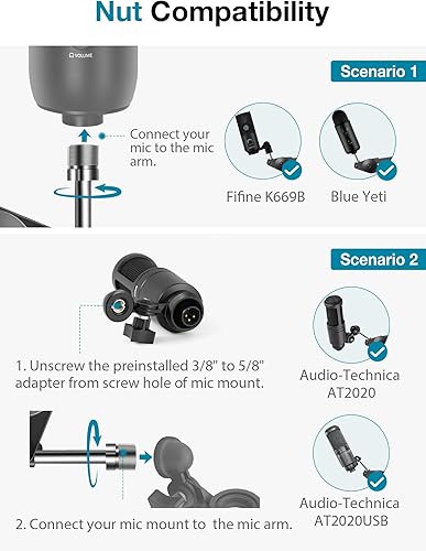 Miniatura 5 de InnoGear Soporte de brazo para micrófono, brazo de micrófono resistente, soporte de micrófono de suspensión con clip de micrófono y bridas