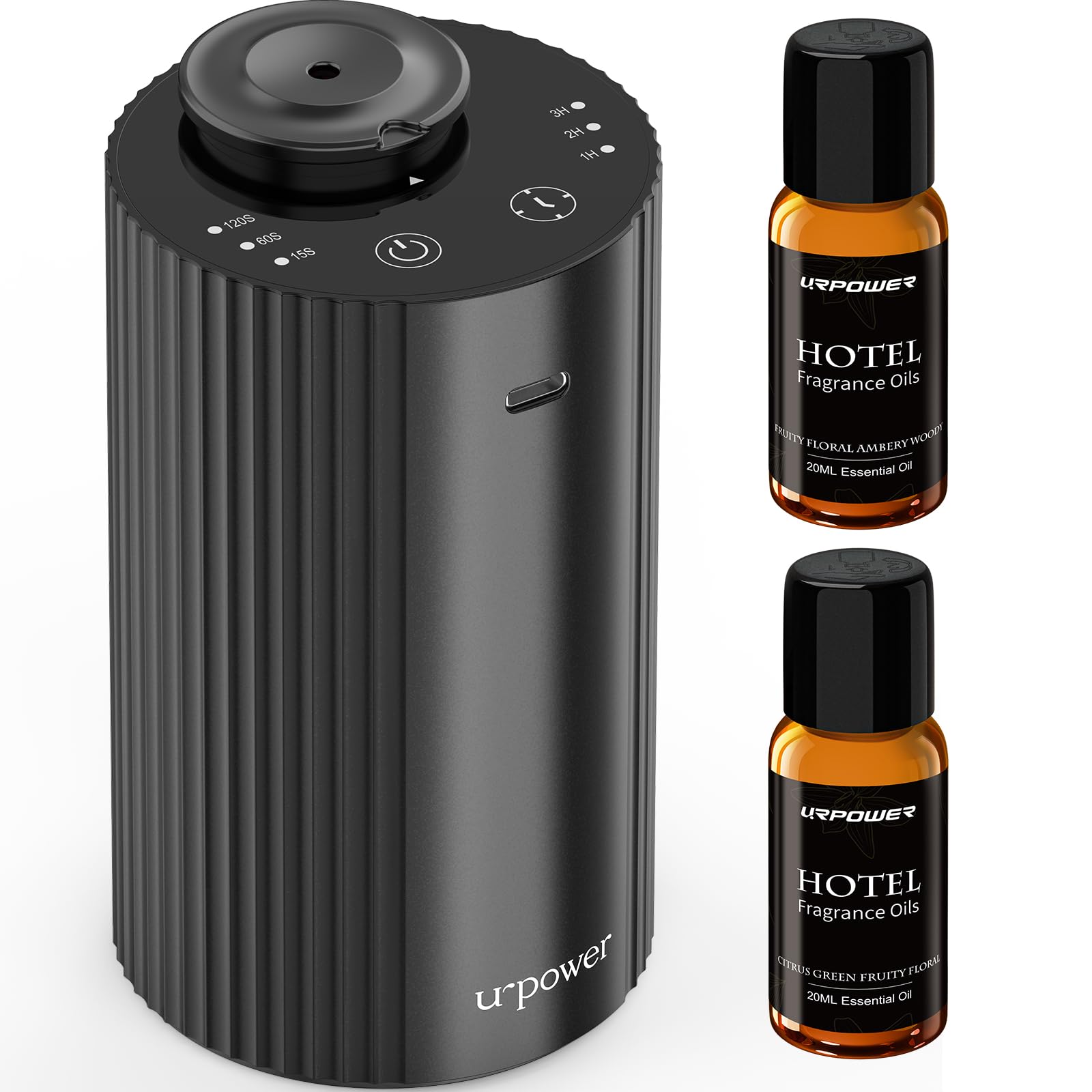 URPOWER Waterless Essential Oil Diffuser Cordless Mini Scent Diffuser 20mL