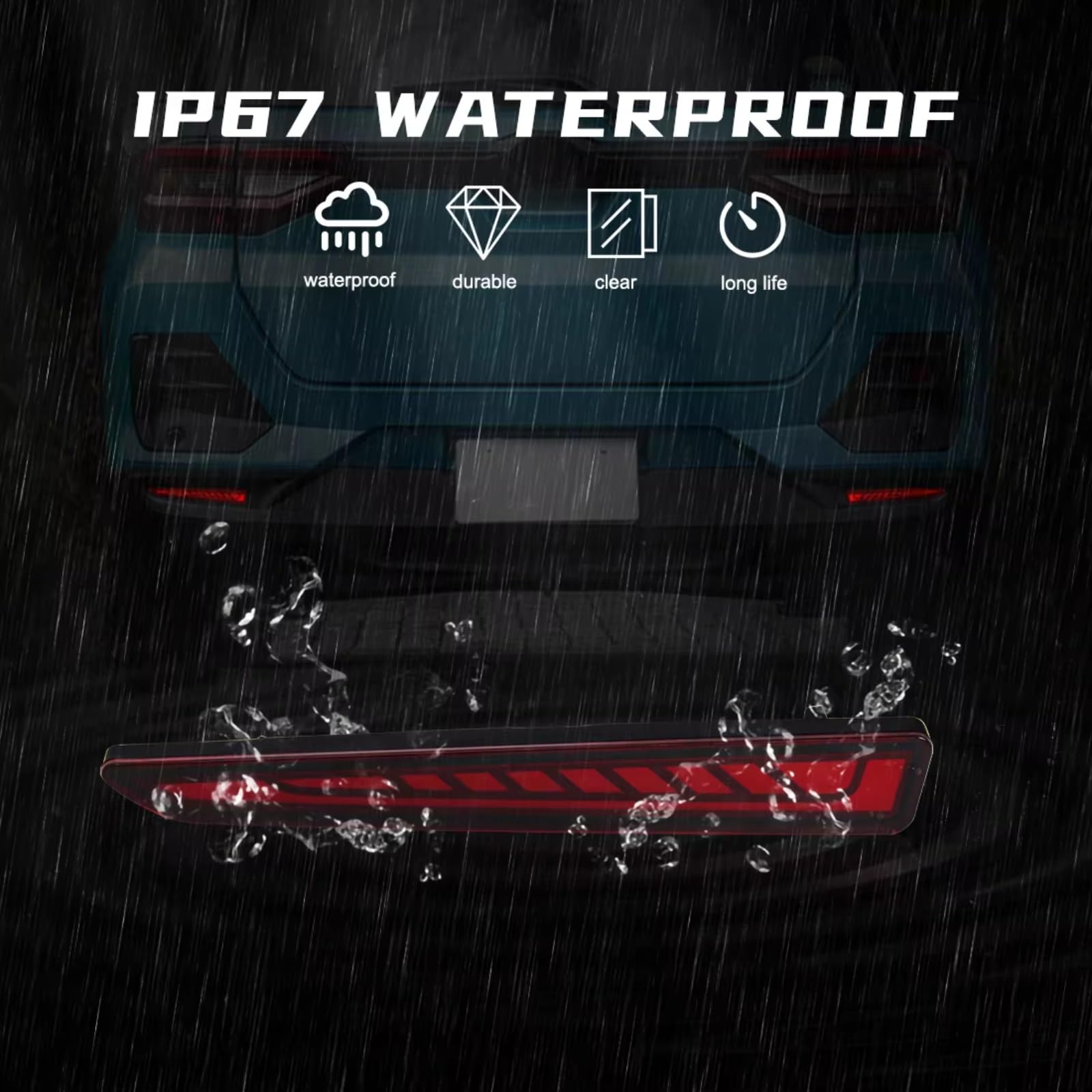 Compatible Con Toyota Para Raize 2019 2020 2021 2022 Reflector Parachoques Trasero Luz Freno Lámparas Traseras Accesorios Coche 12V Reflectante Parachoques(Red A)