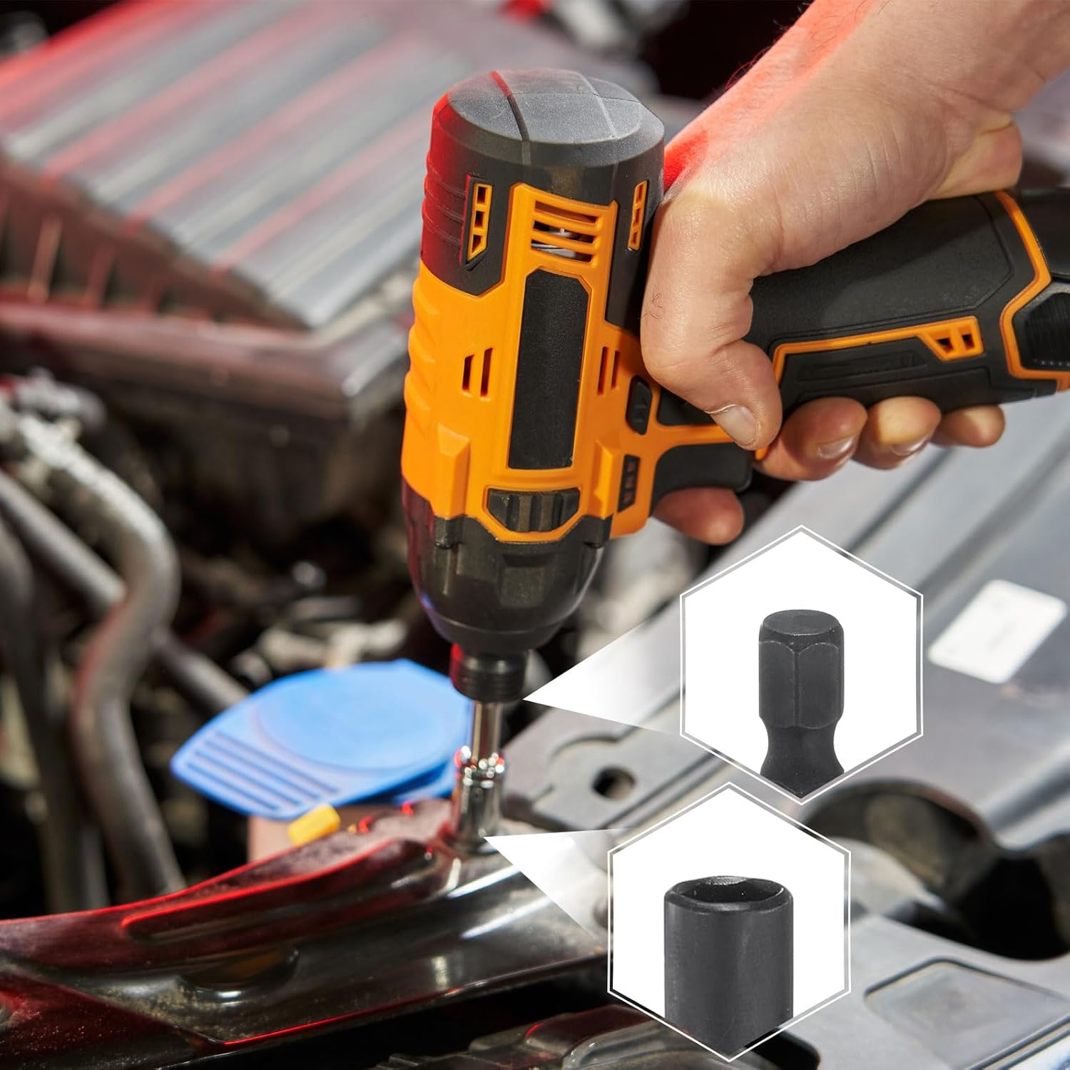 HARFINGTON 磁気ナットドライバー 長さ11/32インチ x 1/4インチ クイックチェンジ 六角シャンク 磁気 SAE ナ