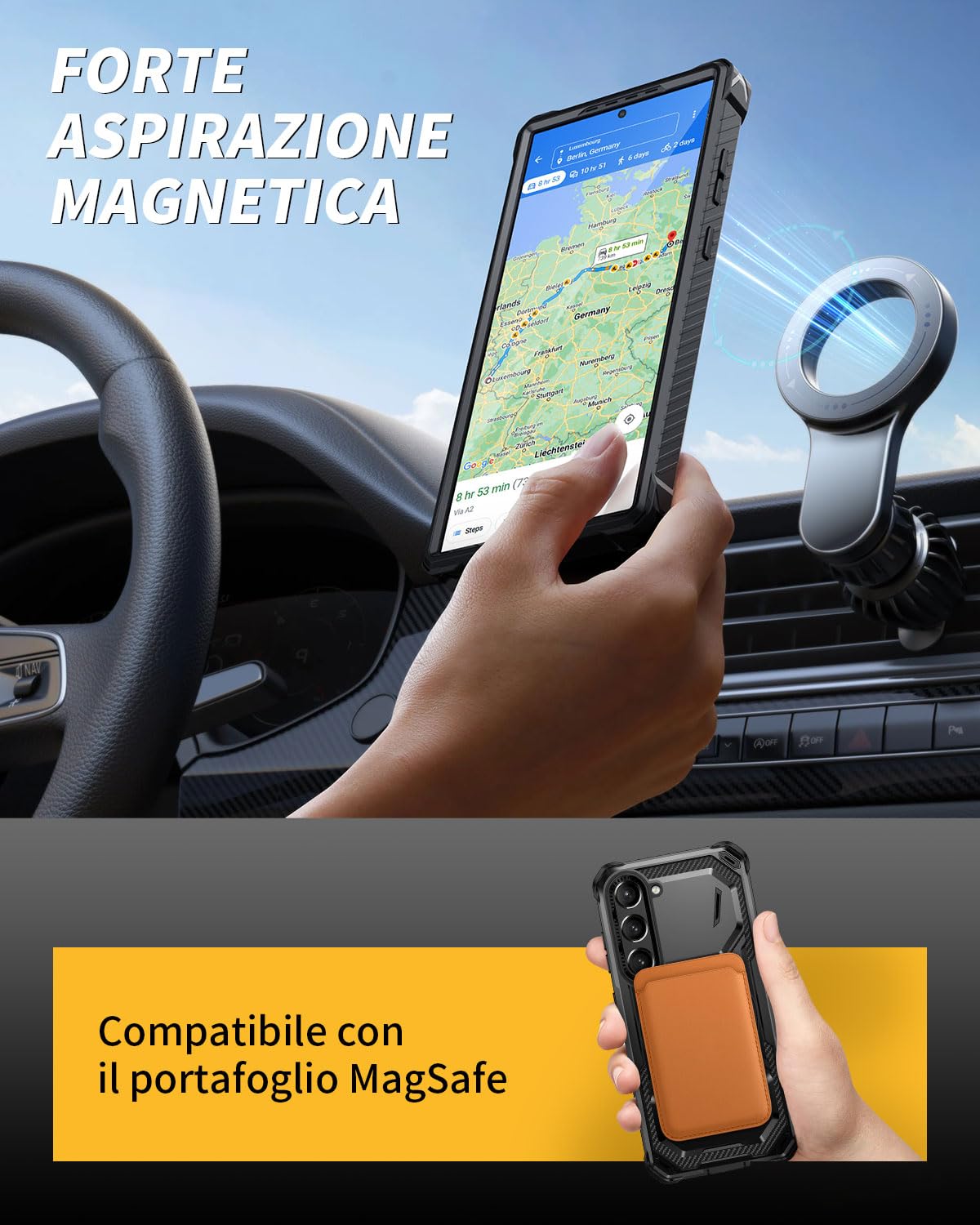 Lanhiem Cover per Samsung S25, Magnetica con Anello, Antiurto Militare Indistruttibile, Protezione Completa del Corpo a 360°con 2 Vetro Temperato, Custodia per Samsung Galaxy S25 5G, Nero