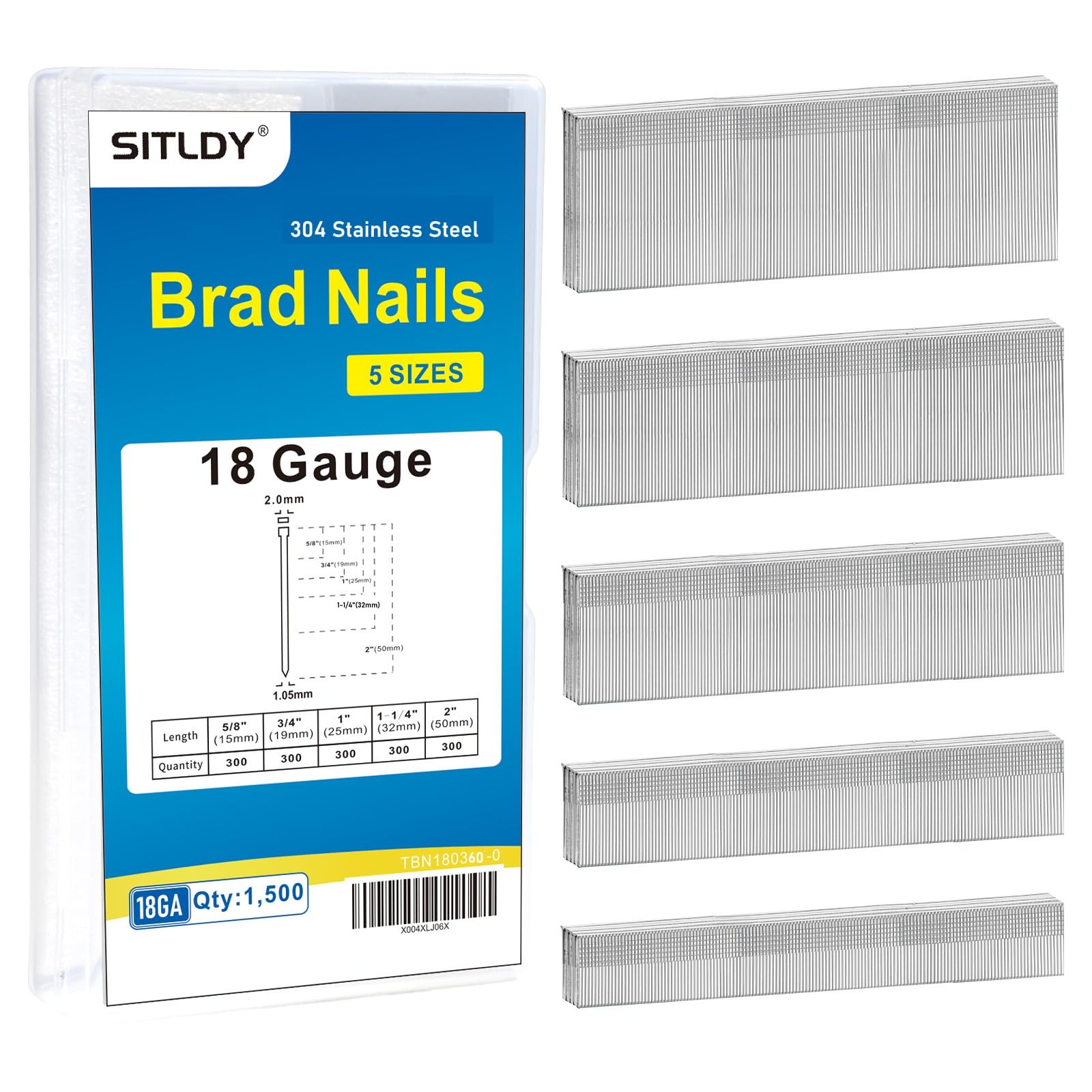 18 Gauge Stainless Steel Brad Nails - 1600 Pack -13
