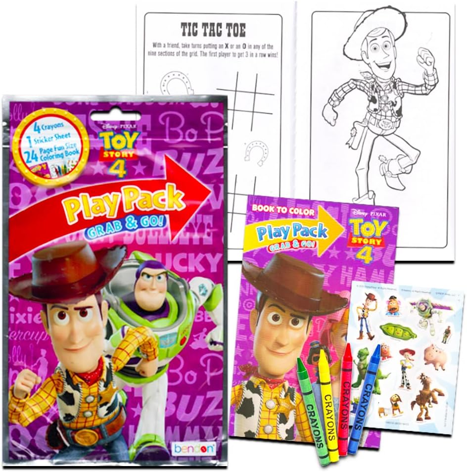Disney Pixar Toy Story 4 Party Favors Pack ~ Bundle Includes 12 Toy Story Play Packs Filled with Stickers, Coloring Books, Crayons (Toy Story Party Supplies)