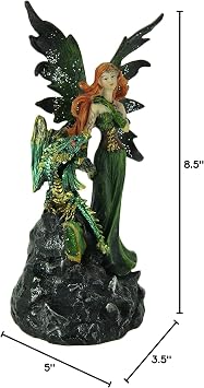 Everspring Emerald Green Fairy and Dragon LED Lighted Geode Statue