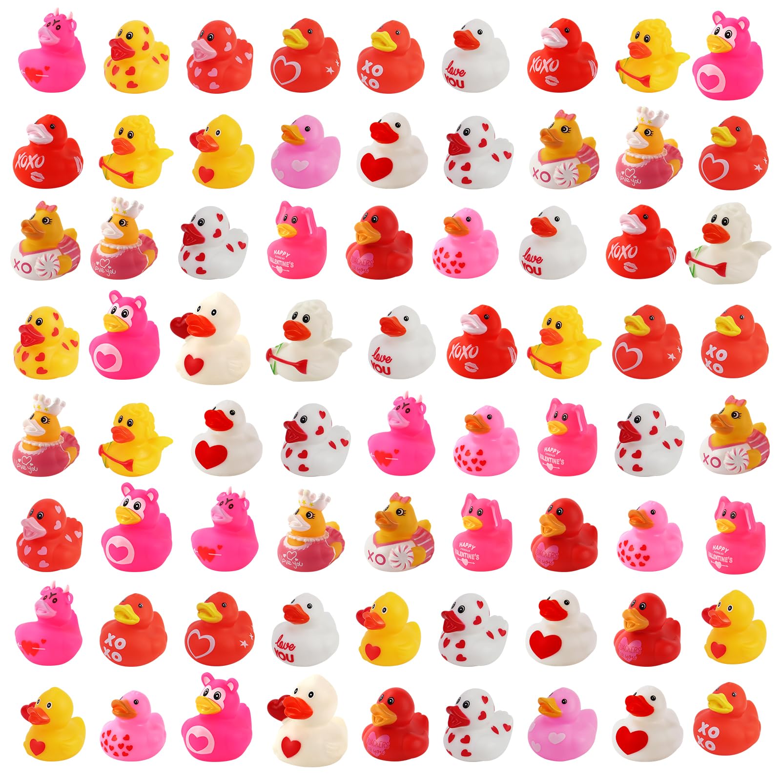 Gummi-Enten für Valentinstag, Urlaubs-Enten, Badewannen-Spielzeug, Partygeschenke, Klassenzimmer-Spielpreise, Valentinstagsdekoration, 72 Stück